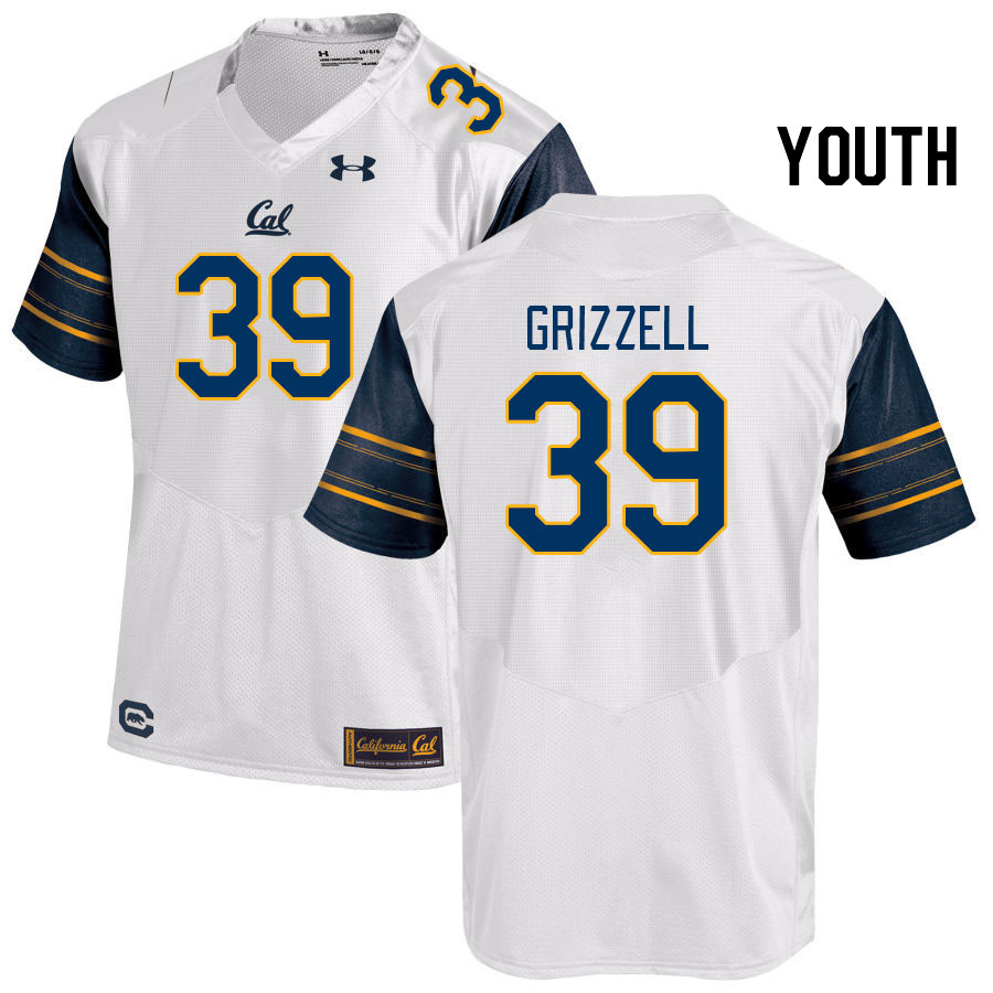 Youth #39 Trond Grizzell California Golden Bears College Football Jerseys Stitched Sale-White - Click Image to Close